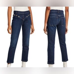 Frame Le High Straight Stud Embellished Jeans 26